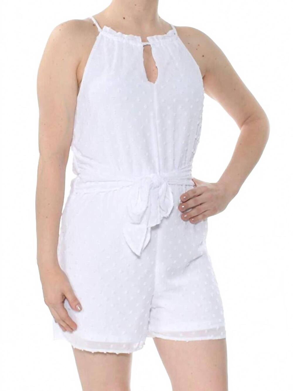 NEW BAR III swiss dot sleeveless halter romper in white
